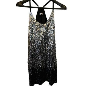 Maner Women's L Sparkly Sequin Ombré‎ Halter Party Dress Multicolor